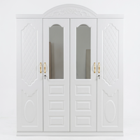 Armoire de chambre en acier, armoire de rangement pour la maison, armoire imprimée à 4 portes avec miroir central