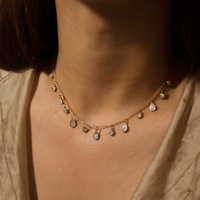 Collier Pendentif Zircon Scintillant Multi-Styles Polyvalent pour Assortiment Superposé Bijoux Tendance Étanche TGXL15495