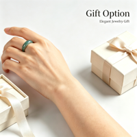Bague en jade noir naturel uni, type A, unisexe, pour homme et femme, bijou cadeau avec boîte