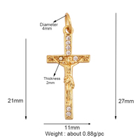 Nouveau pendentif à breloque de style religieux, croix plaqué or 18 carats incrusté de zircone cubique, bijoux collier bracelet accessoires fournitures L05