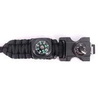 Kit d'équipement de survie avec SOS étanche lumière LED couteau d'urgence sifflet boussole allume-feu réglable Paracord Bracelet