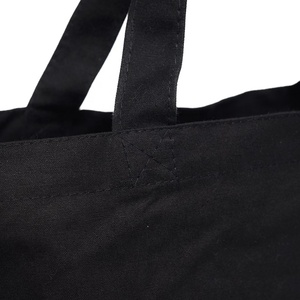 Sac fourre-tout en toile de coton noir pliable et réutilisable, 100 % naturel et écologique, de haute qualité, vente en gros - Product Image 3