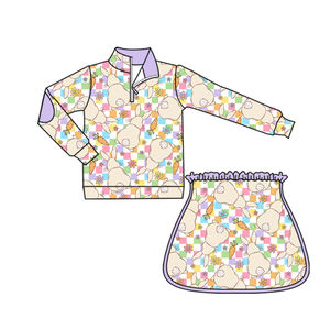 GLD1578 CUSTOM Little Active <b>Girl</b> Easter rabbit rainbows Print Outfits Kids Wholesale long Sleeve skirt <b>Set</b> <b>Girl</b> Child - Product Image 5