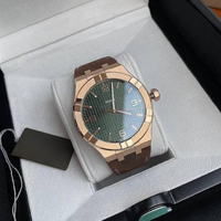 Montre automatique pour homme, boîtier de 42 mm, cadran Paris Stud, aiguilles luminescentes, bracelet en cuir