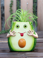Op Maat Gemaakte Creatieve Hars Avocado Vorm Bloempot Schattige Handgeschilderde Sculptuur Hars Avocado Vorm Planter Voor Interieur.
