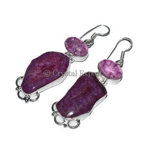 Pendientes de cristal craquelado, pendientes de piedras preciosas - Product Image 2