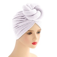 Nuevo sombrero de turbante étnico indio de Color sólido con bola de giro tridimensional para Amazon Pañuelo de verano transfronterizo hecho