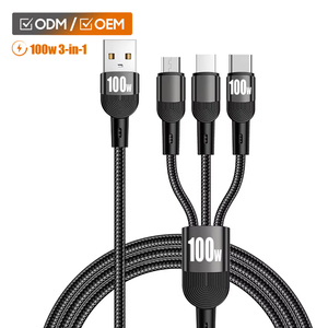 Nuovo Cavo di Ricarica Rapida OEM 3 in <span class=keywords><strong>1</strong></span> da 100W <span class=keywords><strong>1</strong></span>,2M con Rivestimento in Nylon per Accessori Smartphone 5A 6A - Product Image 1