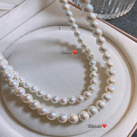 Collier de perles à fermoir magnétique pour femme, élégant, tricoté, polyvalent, bijou de mode, accessoire à accent perle pour l'été