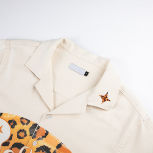 Maglietta personalizzata con colletto cubano in cotone pesante per <span class=keywords><strong>uomo</strong></span> all'ingrosso 3D Screen DTG stampato camicie Casual da <span class=keywords><strong>uomo</strong></span> - Product Image 4