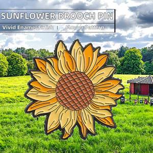Magnifiques épingles en émail motif tournesol de dessin animé, broches florales romantiques en zinc, badges de sac à dos sur le thème de l'amour, bijoux cadeaux pour les amoureux des fleurs - Product Image 2