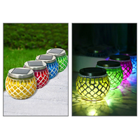 Lanterne solaire en verre mosaïque changeant de couleur, fabriquée à la main, lampe de table décorative à LED pour cadeau de Noël