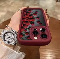 Coque de téléphone portable en silicone motif rose rouge INS, antichoc et souple, pour iPhone 17 16 15 14 13 11 Max Plus XS Max 7 Plus