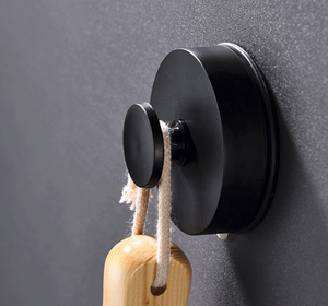 Modern ABS <strong>Bathroom</strong> <strong>Accessories</strong> Round Shape Robe Hook Matte Black <strong>Suction</strong> Cup Hook Eco-Friendly Easy Clean - Product Image 3