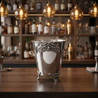 Seau à glace classique en laiton plaqué argent, durable, pour les fêtes
