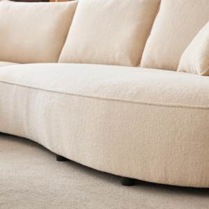 ชุดโซฟาผ้าขนแกะพรีเมียม โครงไม้โค้งทันสมัย สีขาว รูปทรงครึ่งวงกลม หุ้มเบาะแบบโมดูลาร์ หลายที่นั่ง พร้อมหมอนอิง 4 ใบ สำหรับบ้านพักตากอากาศ - Product Image 5