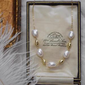 Little Golden Bean Copper & 14K <b>Gold</b> Plated Clavicle Chain Trendy Natural Freshwater Baroque <b>Pearl</b> Ins Sense Niche <b>Necklace</b> - Product Image 2