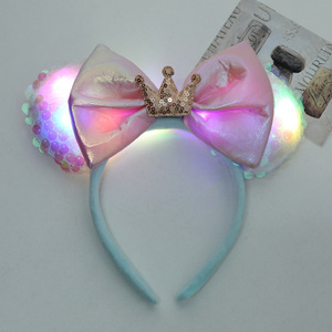 Desain 2025 ikat kepala telinga <span class=keywords><strong>Mickey</strong></span> LED manis pita rambut Flash surga Lescent Putri ikat kepala tikus - Product Image 4