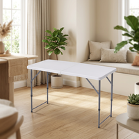 Table pliante moderne en polyéthylène, portable, pour l'extérieur, la maison, le camping, le bureau, avec structure en métal