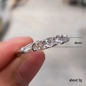Single Row <b>Crystal</b> Band <b>Ring</b> for Women Stackable Pinky <b>Ring</b> Minimalist Office Style Daily Wear Accessories - Product Image 5