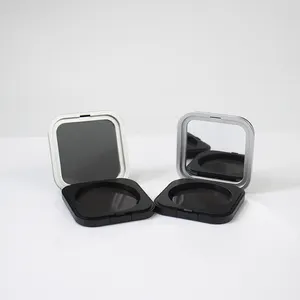 Hard square black makeup eyelash case cosmetic hot selling high quality fancy empty plastic compact case with mirror