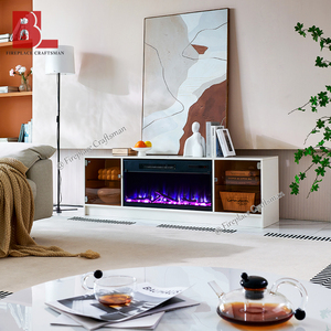 Modern Wood Long Large White 63 Inch Storage <strong>Fire</strong> Place <strong>Electric</strong> Fireplace Led <strong>TV</strong> <strong>Stand</strong> With Fireplace - Product Image 3
