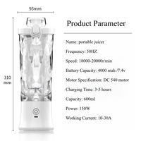 Mixeur portable Emerit 2026 de 600 ml grande capacité sans fil en acier inoxydable avec 6 lames ultra-affûtées pour les smoothies et les milkshakes