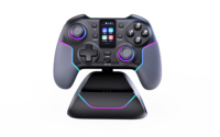 Manette de jeu à trois modes de connexion avec écran et base de charge pour PS4, N-Switch, Android, iOS, PC
