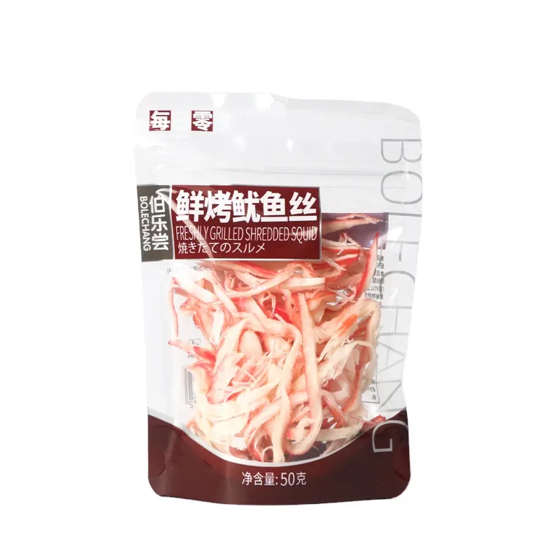 wholesale 50g Factory Price Original Shredded Squid Snack Raw Materials Seafood Wholesale Grilled Dried Shredded Squid Snacks