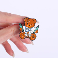 Lot de badges épingles à revers en émail souple Ours Brun pour médecins et infirmières, thème médical, pour les professionnels de la santé