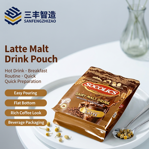 Bolsa de Embalaje Flexible Personalizada con Impresión, Bolsa de Fondo Plano Marrón para Bebidas Lácteas, Bebidas de Café Instantáneo y Latte - Product Image 6