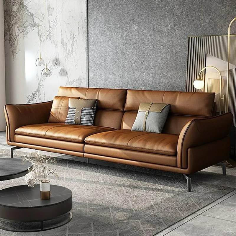 High Quality Leather Luxury European Modern Design Top Layer Couch Sofa Set Home Furniture Sofa For Living Room