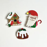 Broches de Noël mignonnes pour femmes et filles, épingles amusantes en bois et acrylique, clips pour pulls et robes, badges, bijoux de Noël, cadeaux