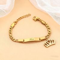 Bracelet en acier inoxydable gravé au laser personnalisé, barre horizontale plaquée or 18 carats, texte de nom personnalisé, cadeau pour femmes et hommes, vente en gros