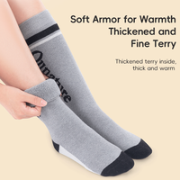 Qunature Chaussettes de ski d'hiver pour enfants Chaussettes de patinage thermique chaudes avec motif de lettre Design tricoté