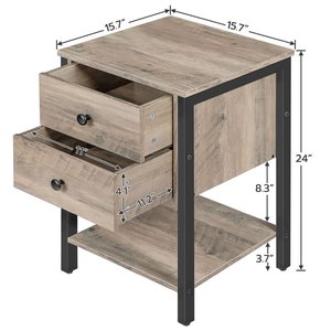 Table d'appoint personnalisée ODM OEM pour salon bureau chambre à coucher canapé Table d'appoint d'angle avec 2 tiroirs et 1 étagère Table de chevet - Product Image 3