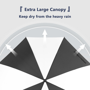 Ouverture automatique 34 pouces Extra Large 190T pongé tissu imperméable Logo personnalisé en fibre de verre tempête coupe-vent parapluie droit classique - Product Image 2