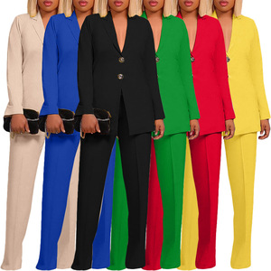BN309 Trendy Ladies Suits Office Wear Manga Longa Cor Sólida <span class=keywords><strong>Blazer</strong></span> e Calças Set Mulheres Terno Formal para Mulheres Ternos Set - Product Image 1