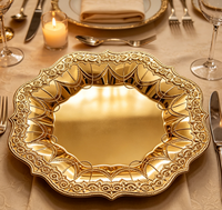 Assiettes de Présentation en PP de Luxe Durables, Vente Chaude 2026, Motif Personnalisé, pour Hôtels Modernes, Mariages, Fêtes, Vaisselle Pigmentée