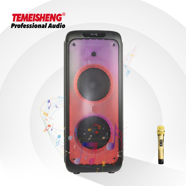 YJ-1028 Top Selling DJ Dual 10 Inch PA BT Speaker Portable Wireless RGB Sound System for Home Theatre Computer Flame Tower