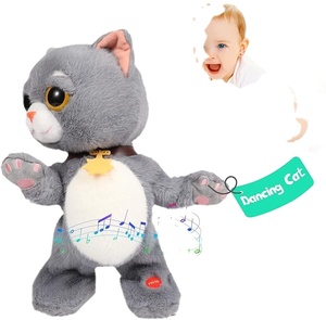 Bé giáo dục động vật điện tử nhảy múa hát Tom mèo tương tác đồ chơi mềm đầy mèo trẻ em đi cùng bạn bè sang trọng màu xám mèo - Product Image 1