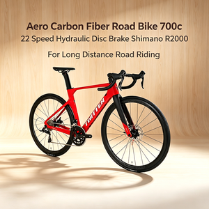 Bicicleta de Carretera Aero de Fibra de Carbono 700c, 22 Velocidades, Frenos de Disco Hidráulicos <span class=keywords><strong>Shimano</strong></span> R2000 para Ciclismo de Larga Distancia - Product Image 1