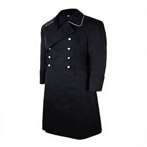 <b>Black</b> Double Breasted <b>Men</b> Trench Greatcoat Longline Formal <b>Overcoat</b> Shoulder Epaulier Outerwear - Product Image 3