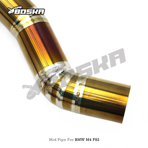 Tubo de Escape de Longitud Igual Personalizado para BMW M3/M4 F80/F82 3.0T 2015-2019, Tubo Central Boska de Titanio Dorado con Resonador - Product Image 6