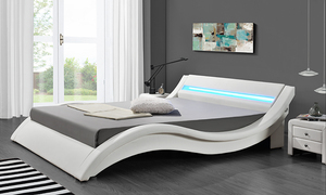 <span class=keywords><strong>Lit</strong></span> double Willsoon unique en forme de vague <span class=keywords><strong>avec</strong></span> lampe de lecture Rembourrage LED PU en cuir souple pour mobilier de chambre à coucher - Product Image 2