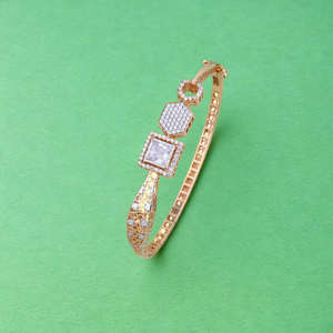 Brazalete de lujo con diseño geométrico de diamantes y oro para mujer, joyería fina, elegante regalo de aniversario de boda - Product Image 1