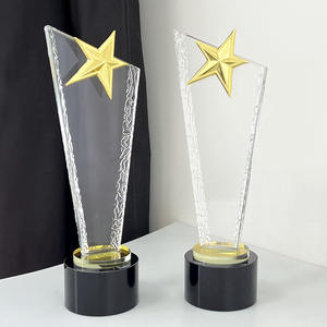 व्यक्तिगत स्मृति चिन्ह उपहार थोक क्रिस्टल गोल्ड स्टार ट्रॉफी पुरस्कार स्टॉक क्रिस्टल रिक्त ट्रॉफी MH-NJ00717 - Product Image 2