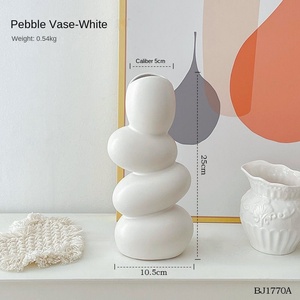 Vaso di ceramica di lusso di alta qualità creativo ciottoli di forma speciale Design rustico per la casa soggiorno portico decorazione floreale - Product Image 2