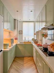 Armoire de cuisine multifonctionnelle de luxe vert vif, panneau en contreplaqué personnalisé, imperméable, facile à nettoyer, système de rangement intelligent - Product Image 4