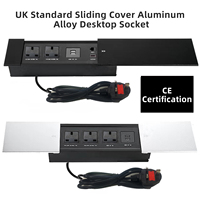 Cubierta Deslizante para Mesa Industrial Personalizada, Panel de Enchufes Integrado con Regleta de Alimentación USB Oculta, 3 Tomas de Corriente, Cargador Inalámbrico, IP44